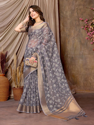 Ethnic Motifs Zari Woven Design Banarasi Saree